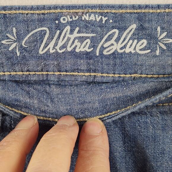 Old Navy Ultra Blue Skirt Women’s SZ 6 Blue Pleated Pockets Belt Loops Cotton - Picture 3 of 14